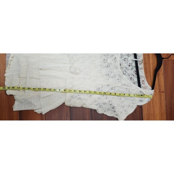 Free People Ivory Lace Layered Boho Top Women’s Size M Sheer Crochet Tunic Roman - Picture 8 of 8